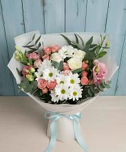 Букет цветов из:  Розы, Лизиантусы и Хризантемы в Степном Ставропольский край
