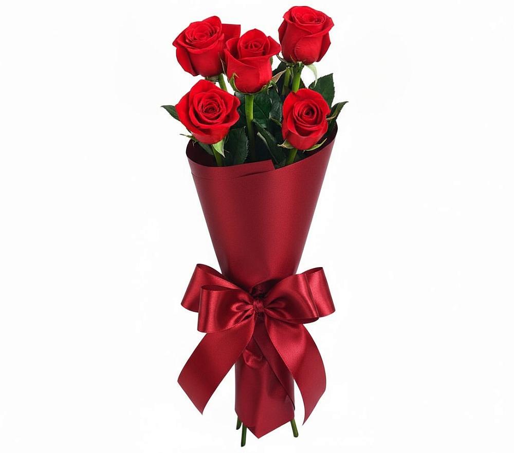 Букет 5 Красных роз Эдлесс Лав в Степном Ставропольский край