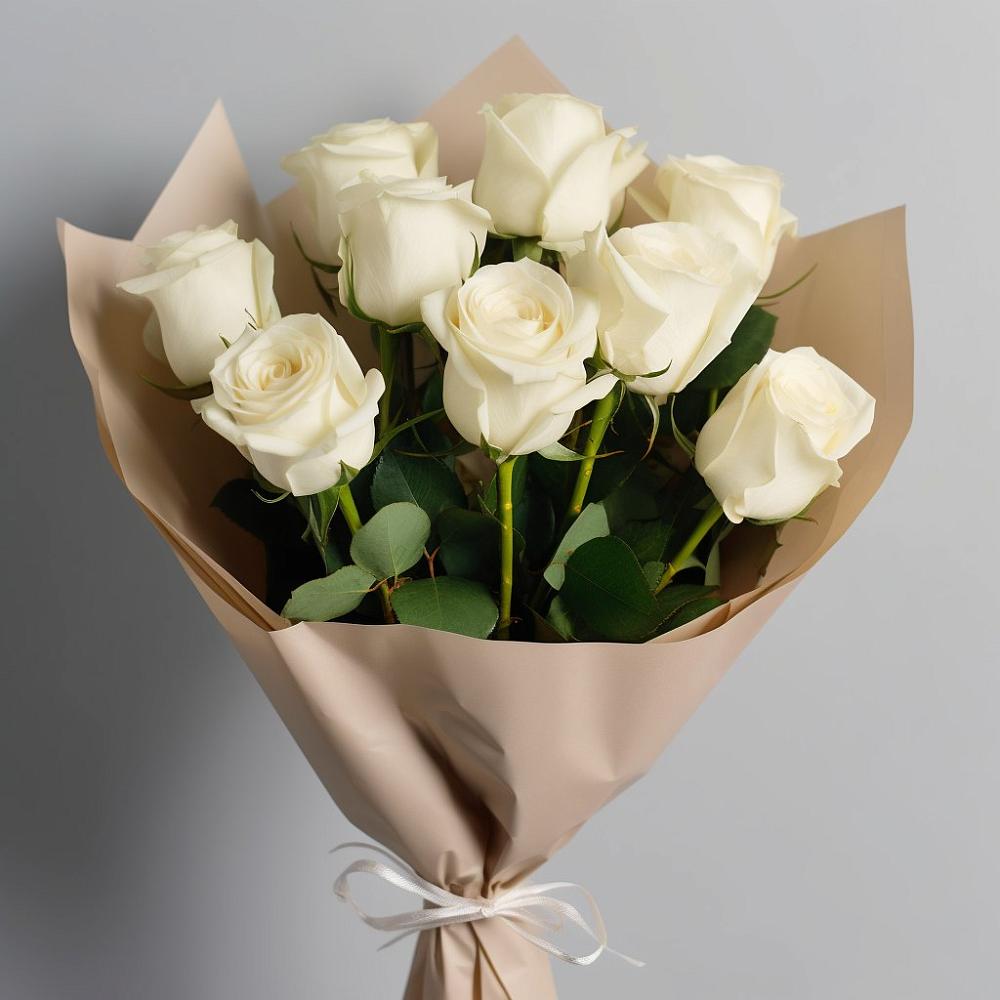 Букет 9 Белых роз Эдлесс Лав в Степном Ставропольский край