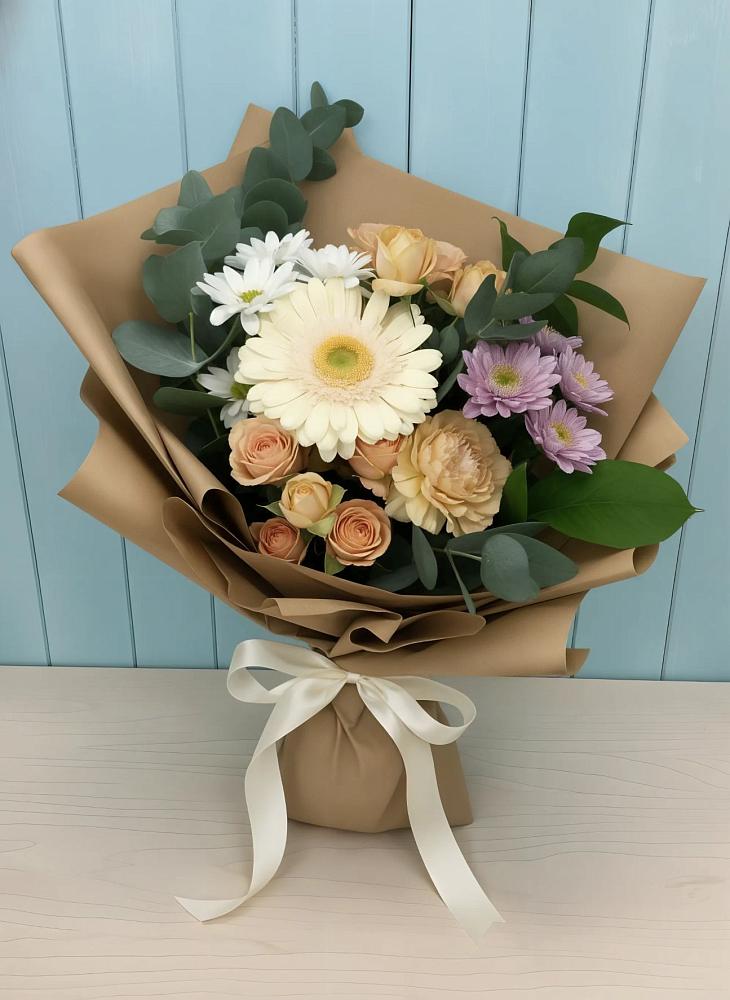 Букет цветов из: Герберы и Хризантемы в Степном Ставропольский край