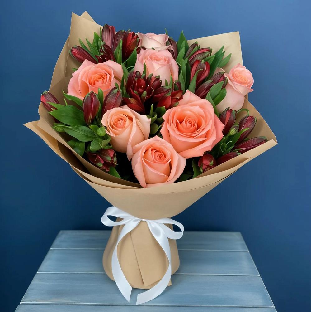 Букет цветов из: Розы и Альстромерии в Степном Ставропольский край