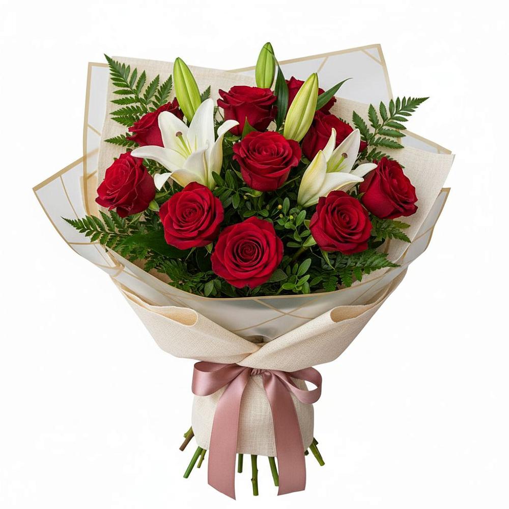 Букет цветов из: Лилии и Розы в Степном Ставропольский край