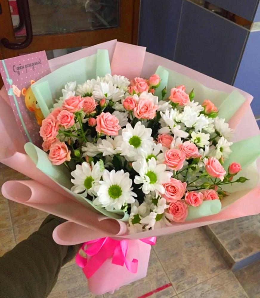 Букет цветов из: Розы и Хризантемы в Степном Ставропольский край