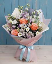 Букет цветов из:  Лизиантусы, Розы, Альстромерии и Гипсофила #REPLACE_PRED# Степном Ставропольский край