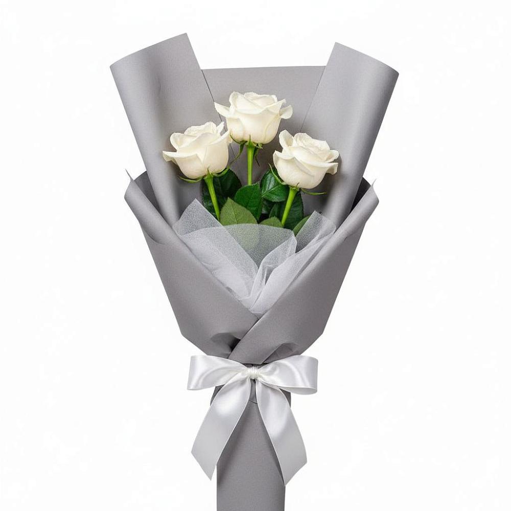 Букет 3 белые розы в Степном Ставропольский край