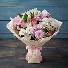 Букет цветов из:  Хризантемы, Альстромерии и Розы в Степном Ставропольский край