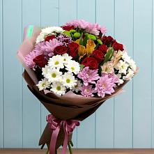 Букет цветов из:  Розы, Хризантемы и Альстромерии в Степном Ставропольский край