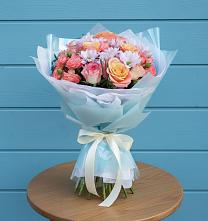 Букет цветов из:  Хризантемы и Розы в Степном Ставропольский край