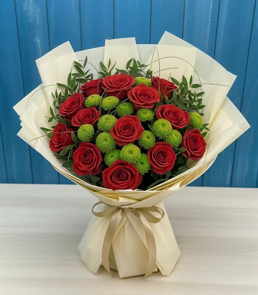 Букет цветов из: Розы и Хризантемы в Степном Ставропольский край