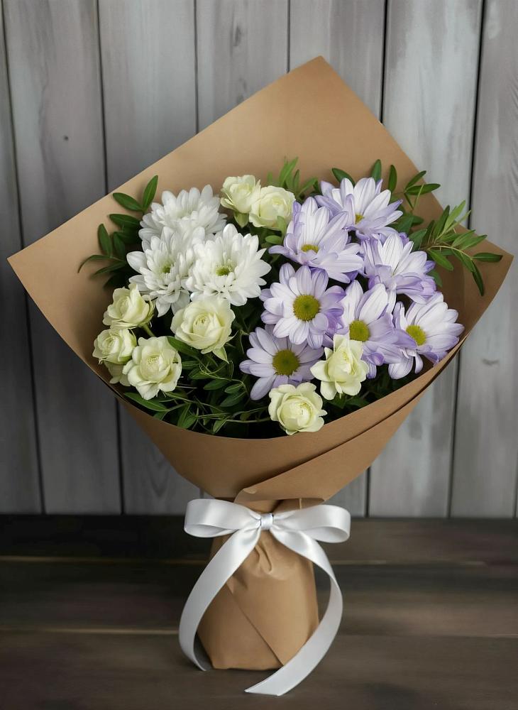 Букет цветов из: Хризантемы и Розы в Степном Ставропольский край